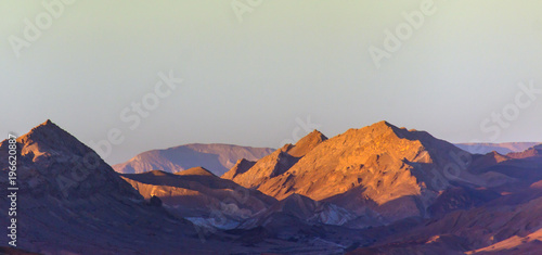 Mountains in the desert at sunrise sunset