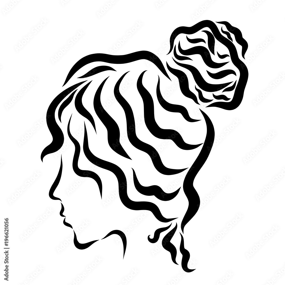 Girl with a holiday hairstyle, profile