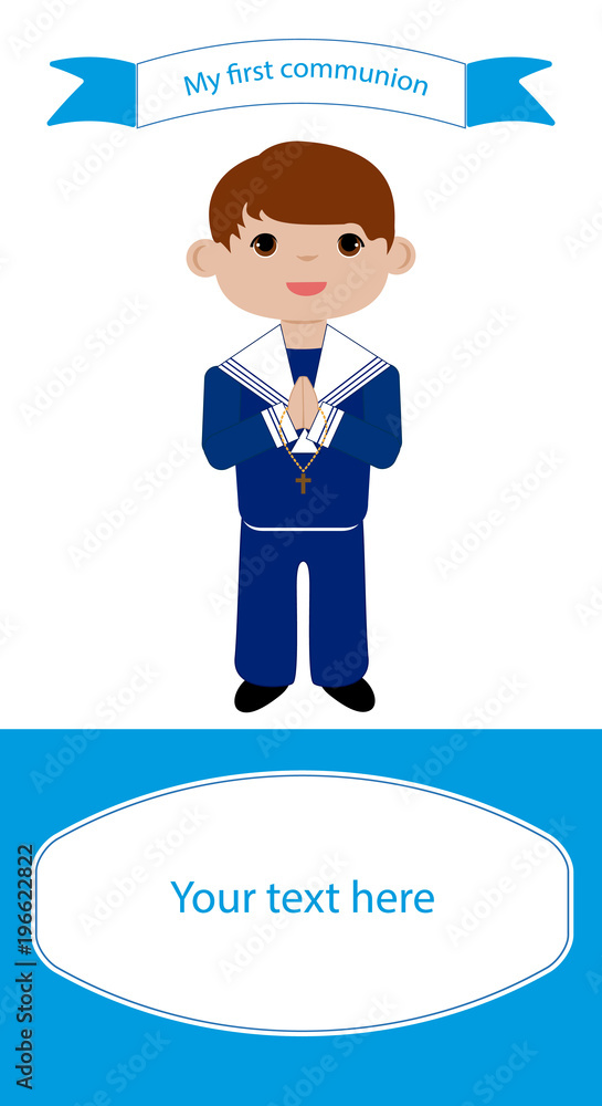 Reminder Communion boy with brown hair and blue suit Reminder Communion boy with brown hair and blue suit