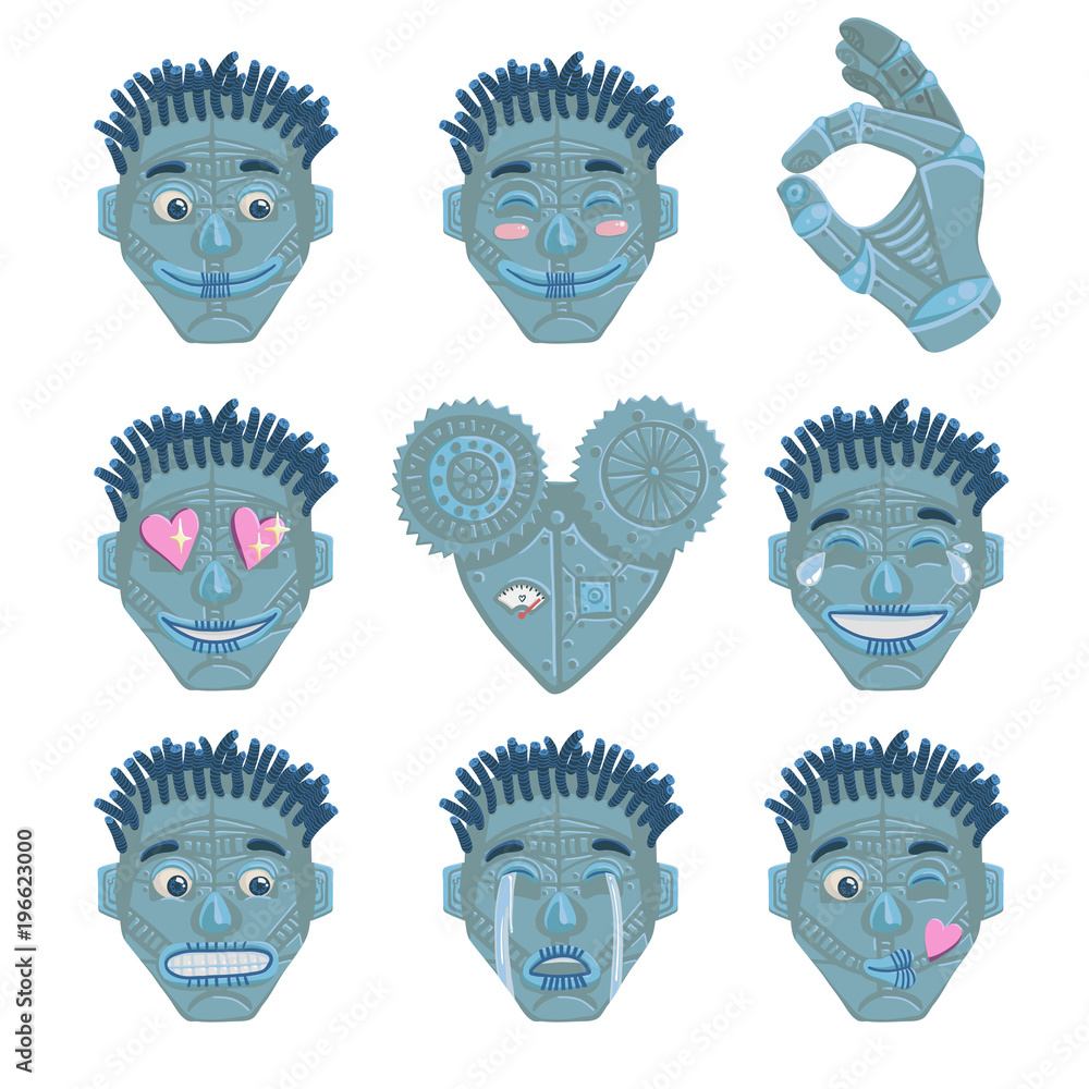 Set of robot face emoticons