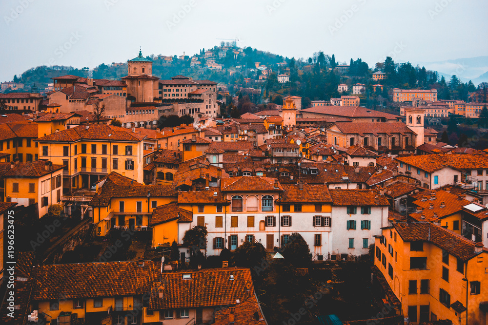 some houses from the bird view at bergamo, italy