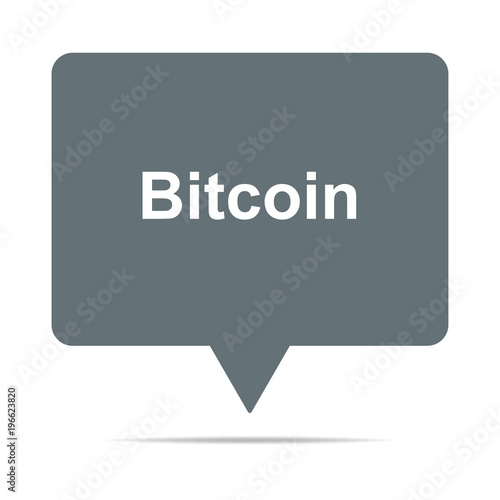 Graue Sprechblase mit Bitcoin Schrift