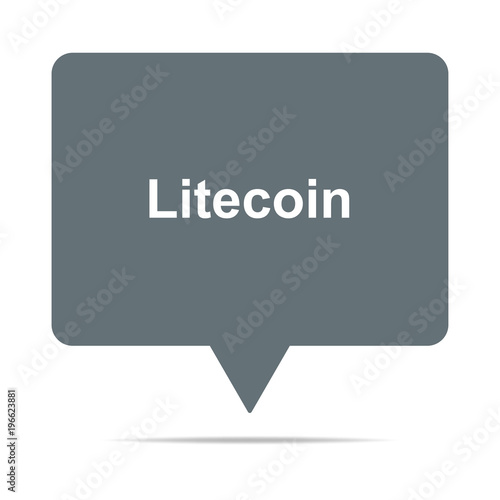 Graue Sprechblase mit Litecoin Schrift
