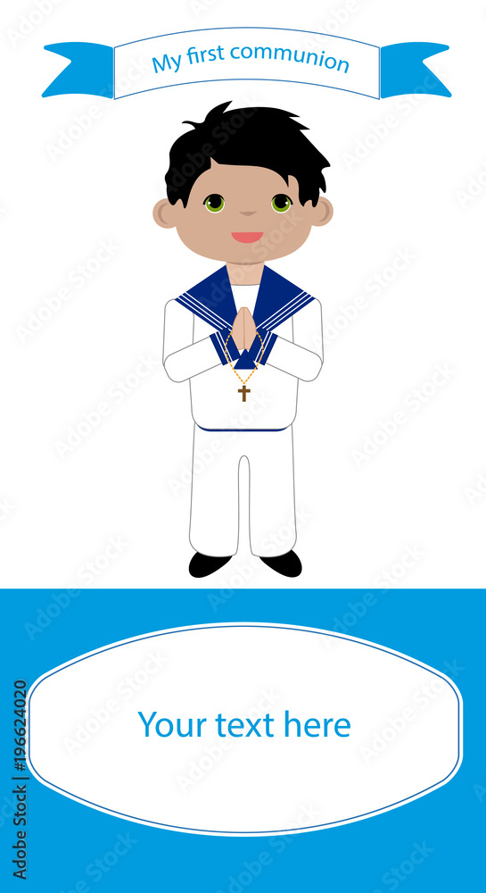 Brown boy communion reminder with white suit Brown boy communion reminder with white suit