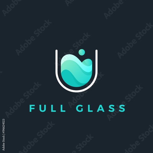 Vector gradient logo of water wave. Alternative energy concept. Logotype of clear water
