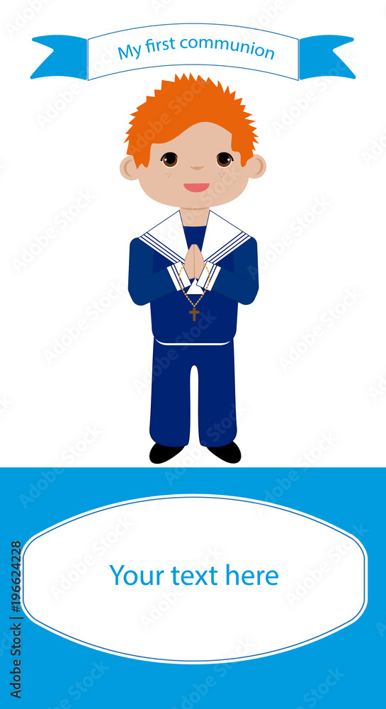 Reminder Communion red-haired boy in blue suit Reminder Communion red-haired boy in blue suit
