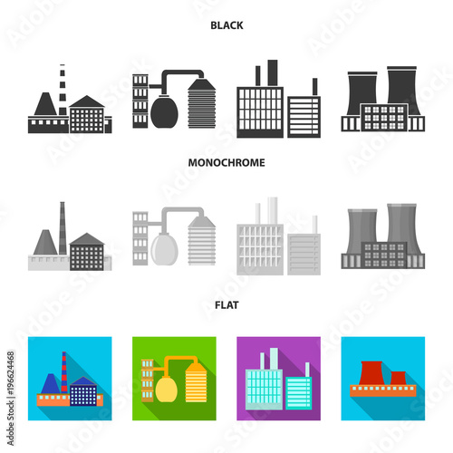 Industry, production.Factory set collection icons in black, flat, monochrome style vector symbol stock illustration web.
