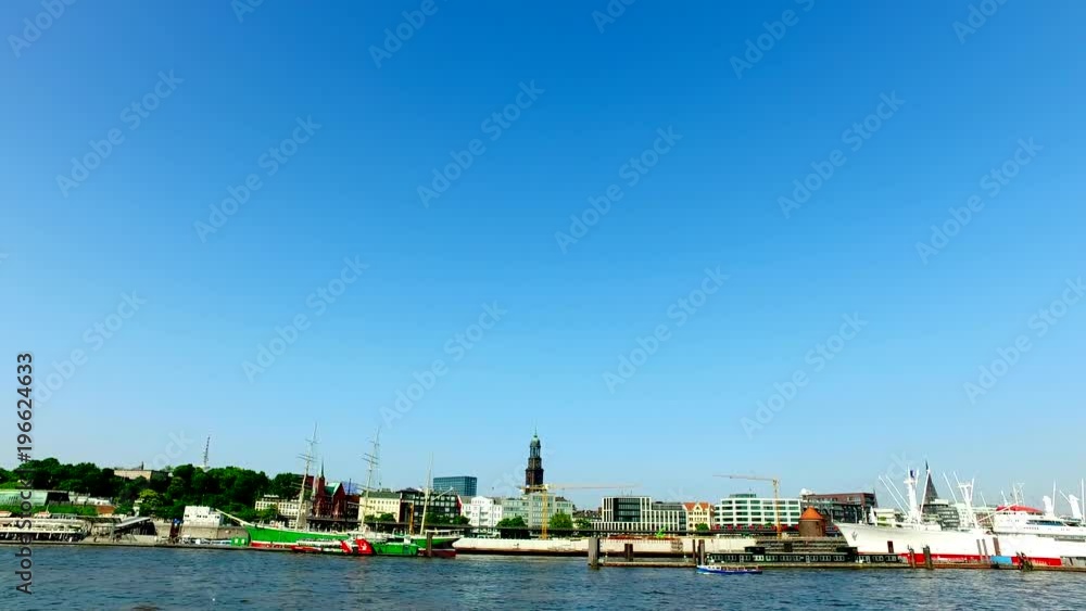 Hamburg Skyline - View from the river over downtown and harbor. Hamburg Skyline - View from the river over downtown and harbor.