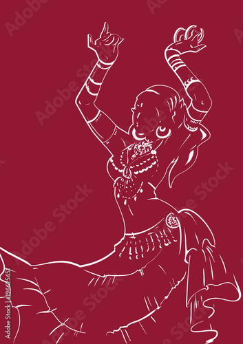 Tribal Fusion bellydance dancer contour graphic design