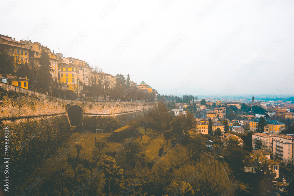beautiful bergamo at italy in vintage colors