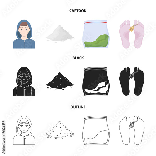 Addict, cocaine, marijuana, corpse.Drug set collection icons in cartoon,black,outline style vector symbol stock illustration web.