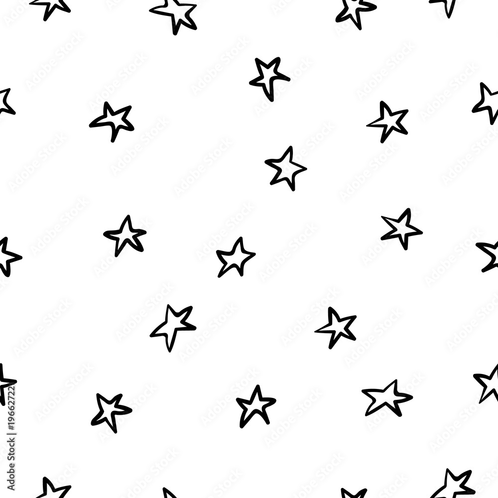 Cosmos space stars simple seamless pattern. Endless galaxy inspiration graphic design typography element. Hand drawn Cute simple vector background.