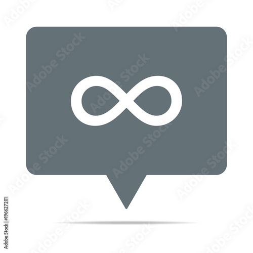 Graue Sprechblase mit Unendlich-Zeichen