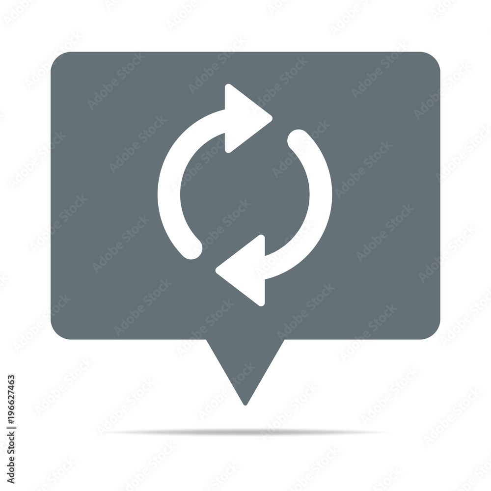 Graue Sprechblase mit Synchronisation Graue Sprechblase mit Synchronisation