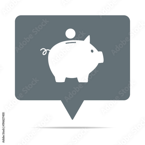 Graue Sprechblase mit Sparschwein