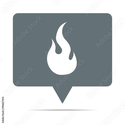 Graue Sprechblase mit Feuer