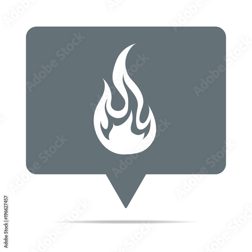 Graue Sprechblase mit Flamme