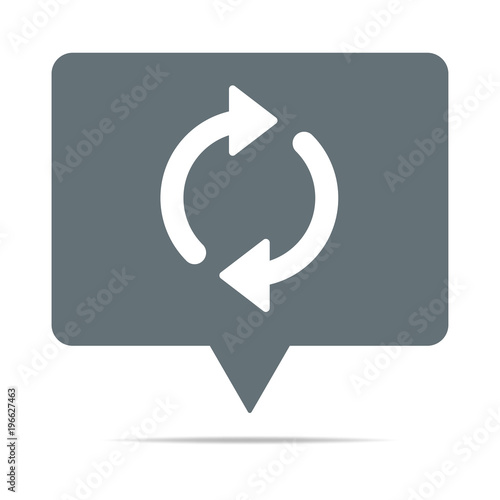 Graue Sprechblase mit Synchronisation
