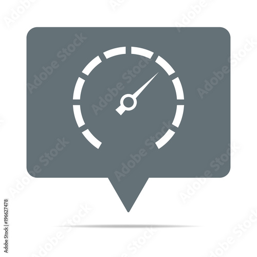 Graue Sprechblase mit Tachometer