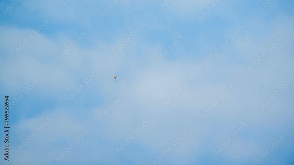 A beautiful blue sky with almost no clouds. It's a nice sunny day.