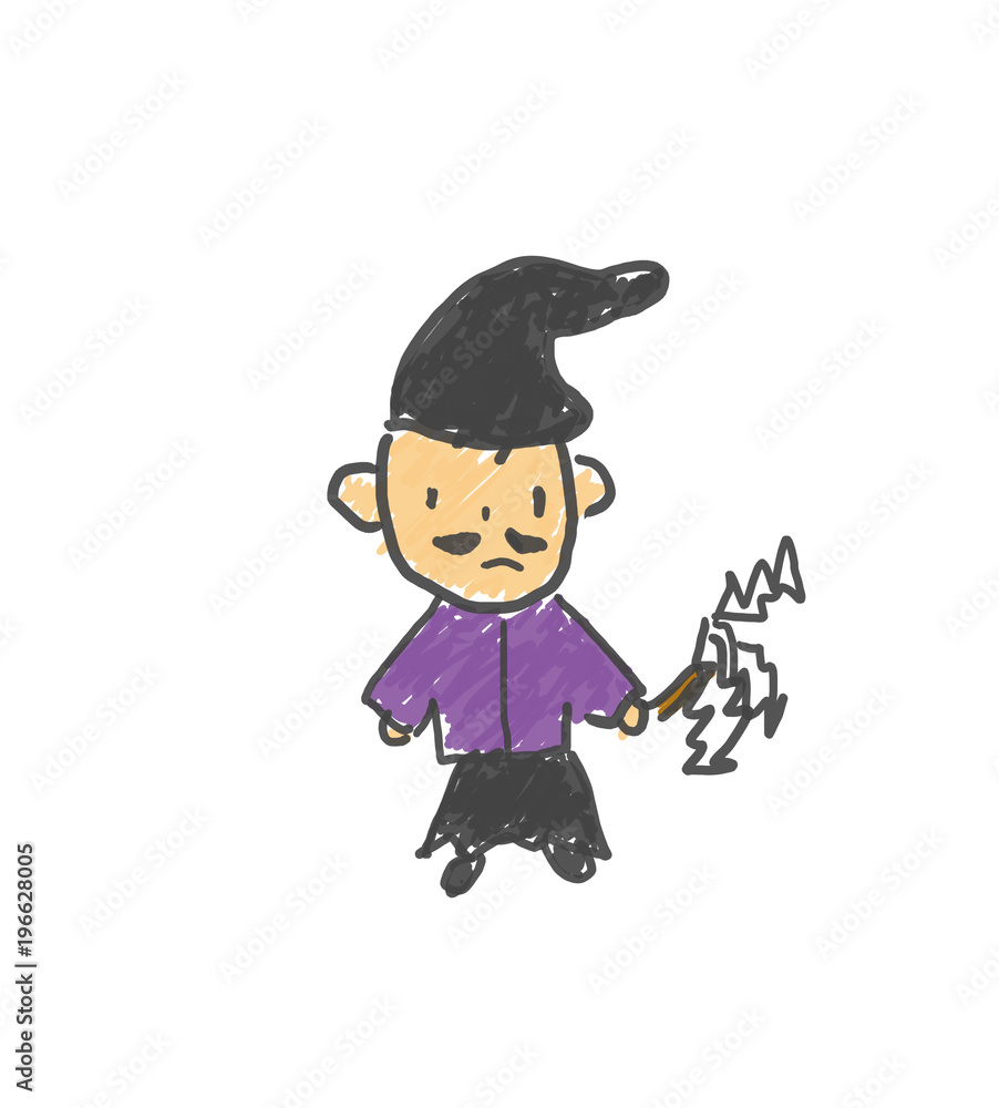 お祓いが得意な神主さん 僕の街のみんな 子供の落書き風 ゆるいイラスト Stock イラスト Adobe Stock