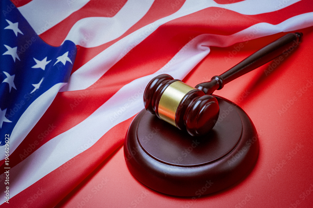 judge gavel and background with usa flag