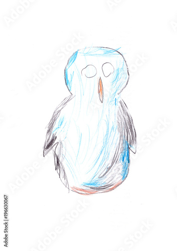 Kinderzeichnung: Der Vogel der nichts sehen kann