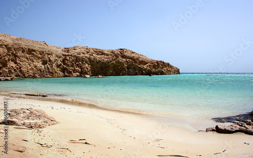Beautiful white beach and clear sea in Egypt