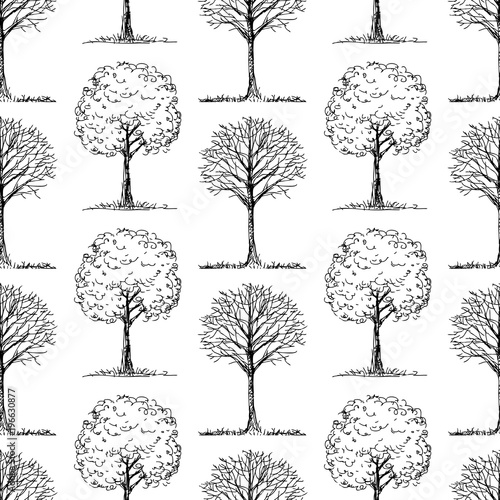 Pattern of the deciduous trees sketches