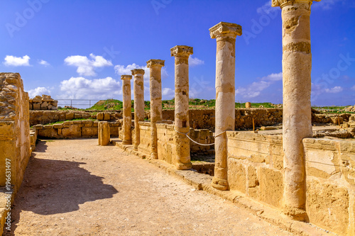 ruins of ancient columns in the Paphos Museum, Cyprus