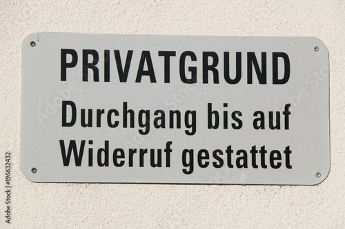 German Sign: Private Property, Schild