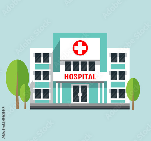 hospital building flat vector illustration.  