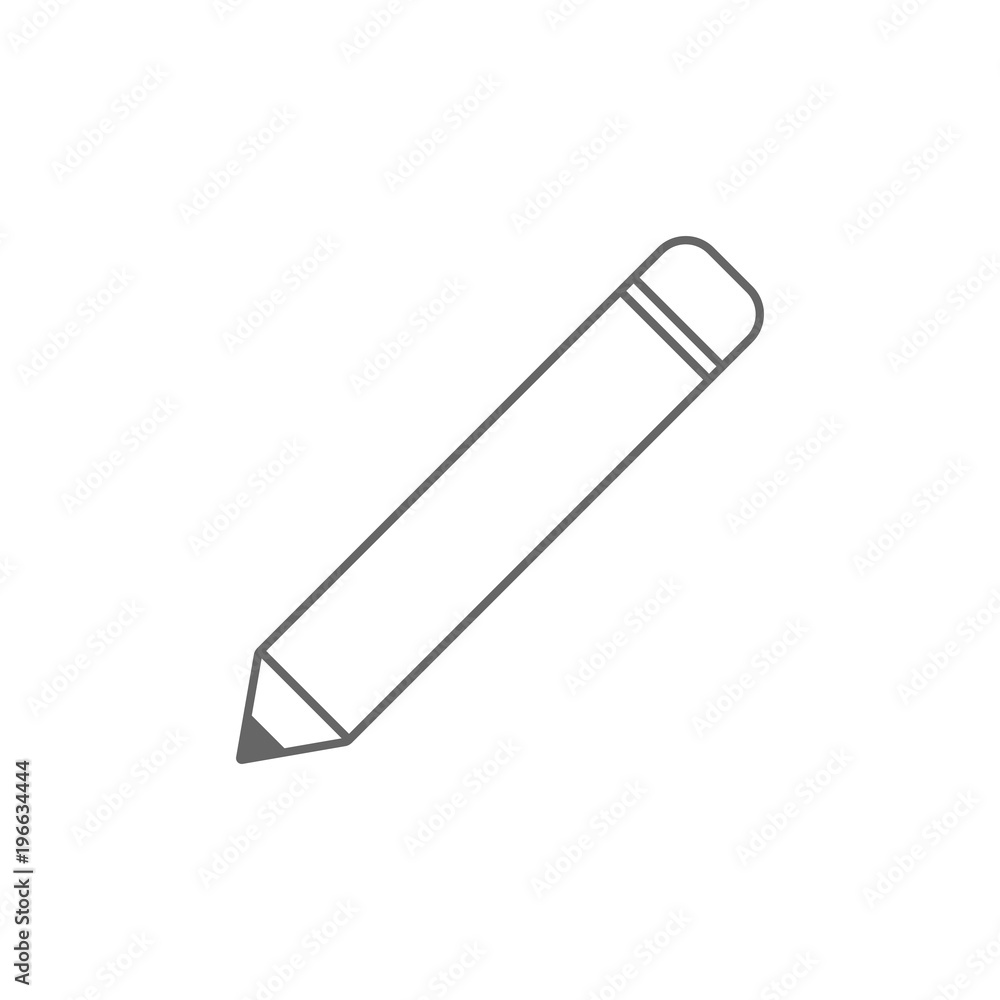 Graphite pencil with eraser. Outline. Vector icon. Graphite pencil with eraser. Outline. Vector icon.