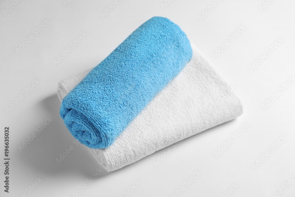 Clean towels on white background Clean towels on white background