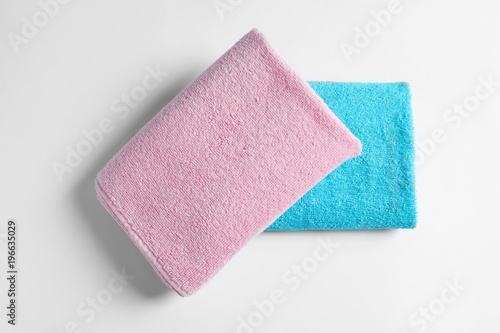 Clean towels on white background