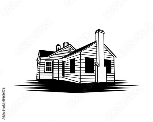 Behind the House with Chimney Symbol Vector