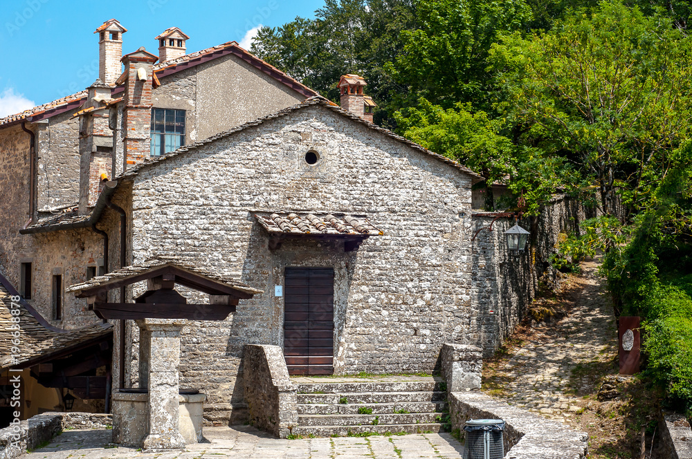 Old town stone buildings of Verna in Europe.