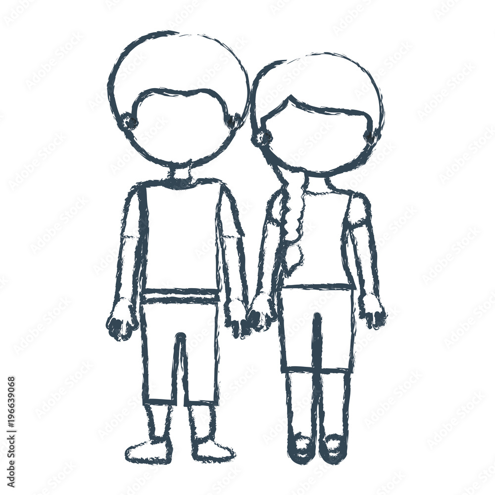 Blurred Blue Contour Faceless Couple Girl With Side Braid Hair And Boy In Casual Clothing And Taken Hands Vector Illustration Stock Vector Adobe Stock Blurred Blue Contour Faceless Couple Girl With Side Braid Hair And Boy In Casual Clothing And Taken Hands Vector Illustration Stock Vector Adobe Stock
