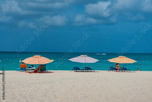 colorful tropical beach "Eagle Beach" on the island of Aruba sea of the Caribs...