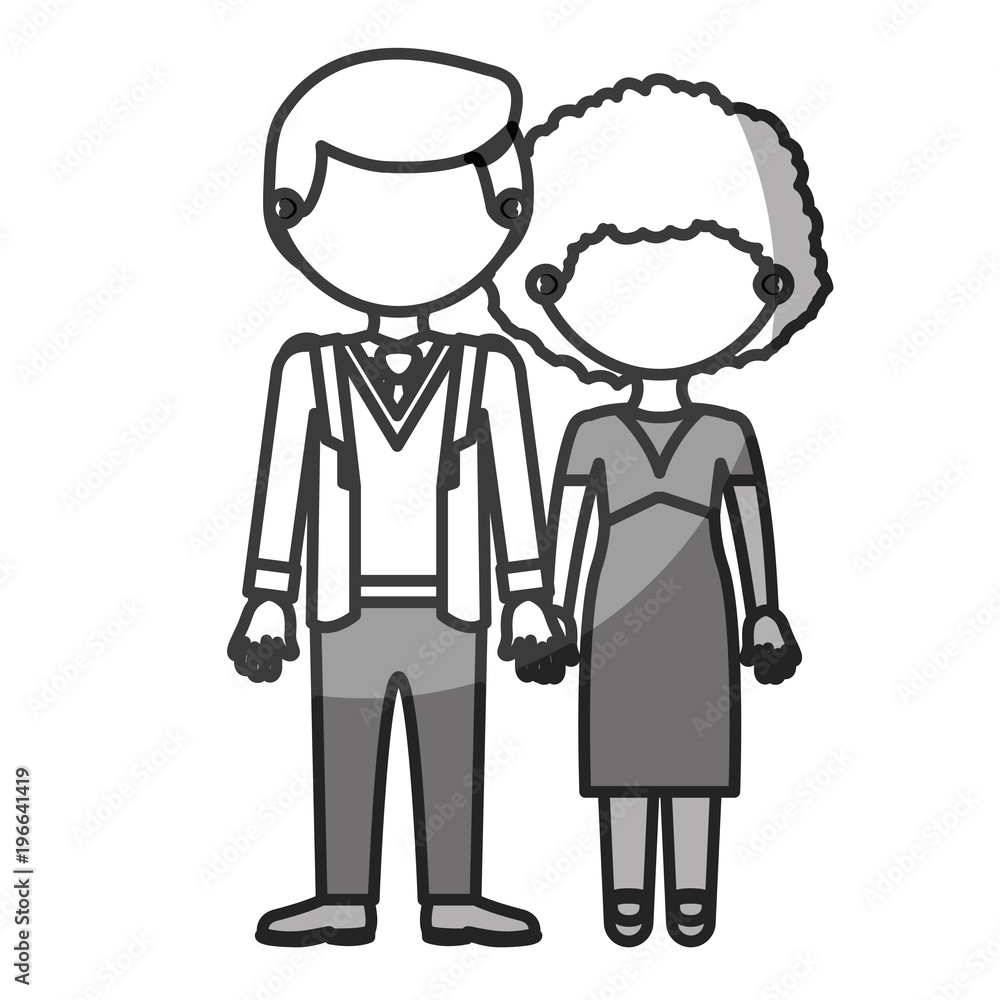 custom made wallpaper toronto digitalsilhouette monochrome shading faceless couple curly woman with dress and man in formal suit with taken hands vector illustration