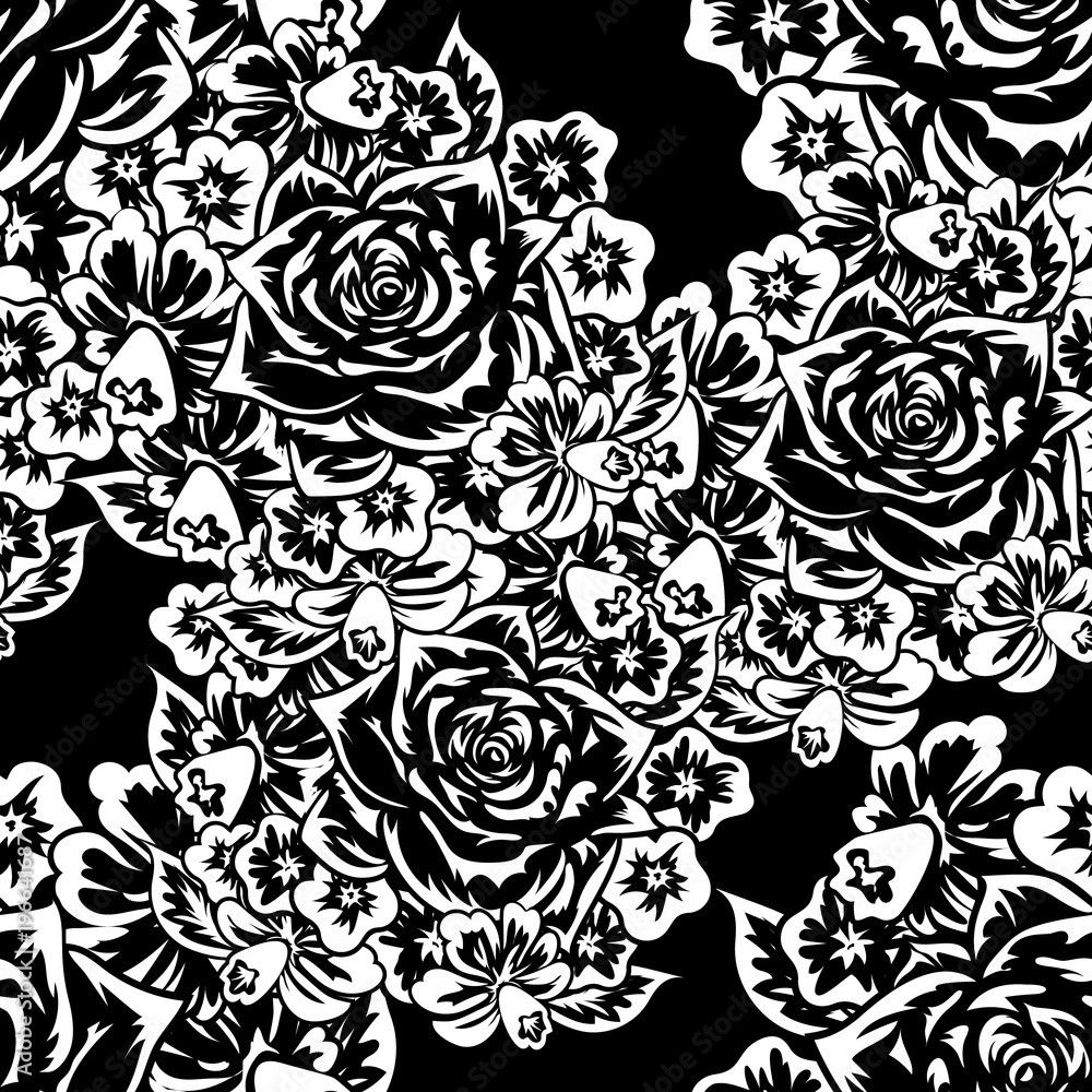 bouquet of flowers monochrome