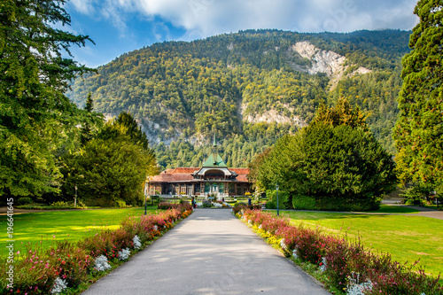Obraz na plátně landscape of garden in Interlaken, Switzerland.