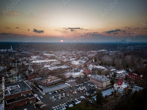 Aerial Sunset in Haddonfield New Jersey