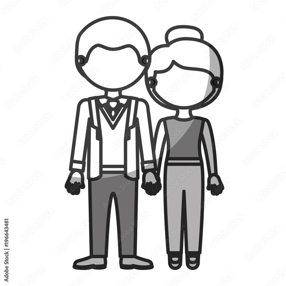 custom made wallpaper toronto digitalsilhouette monochrome shading faceless couple woman with collected hair and man in formal suit with taken hands vector illustration