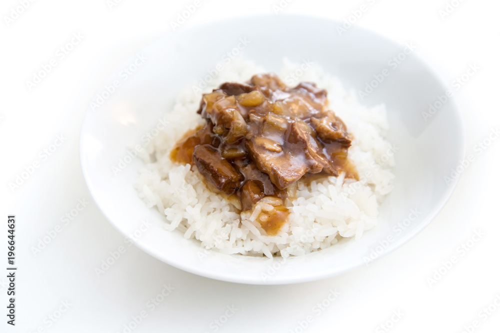 Traditional Home made Chinese cuisine pork rice