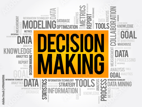 Decision Making word cloud collage, business concept background