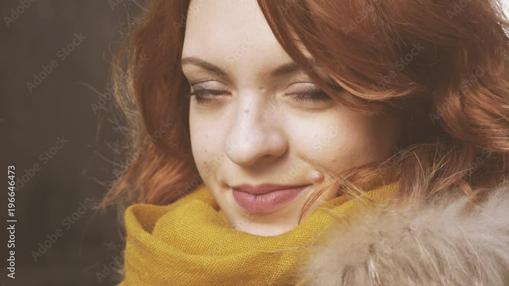 Pretty sensual woman smiling at camera- close up portrait Pretty sensual woman smiling at camera- close up portrait