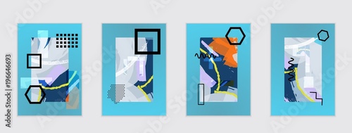 Set of artistic abstract universal card templates