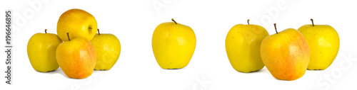 Fotografija Assorted yellow apples Golden Delicious isolate white background