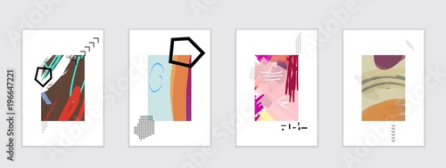Set of artistic abstract universal card templates
